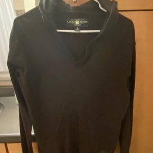 Lucky Brand Men's Sweater Hood Welterweight L Heather Black